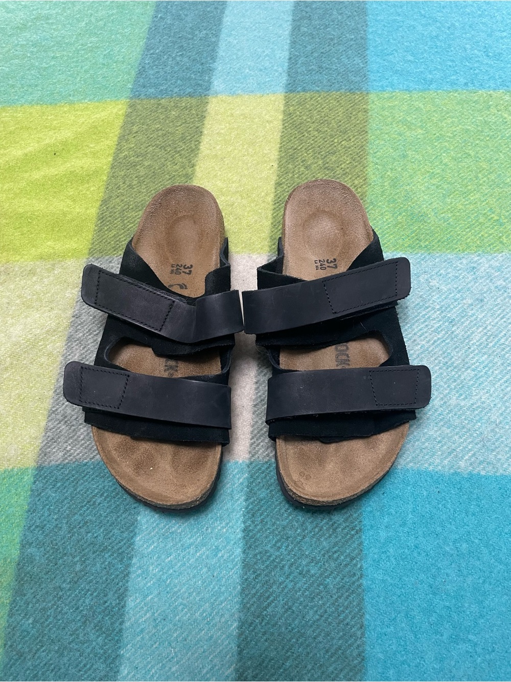 Birkenstock UJI Nubuck Suede Leather Slide Sandals Black Women’s
